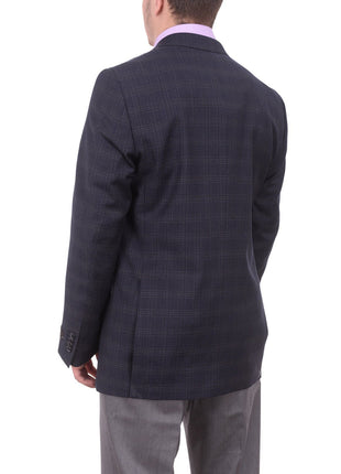 Zanetti BLAZERS Zanetti Classic Fit Navy Blue Plaid Two Button Wool Blazer Sportcoat