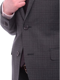 Thumbnail for Zanetti Sale Suits Zanetti Slim Fit Navy With Subtle Purple Plaid Two Button Wool Suit