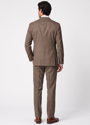 Polo Ralph Lauren Mens Brown Textured Notch Lapel Custom Fit 3-Piece Wool Suit - 40L