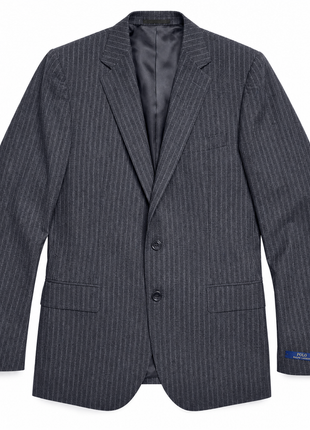 Polo Ralph Lauren Mens Charcoal Pinstriped Notch Lapel Custom Fit 3-Piece Wool Suit - 38L