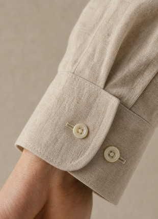 Mens Tan Modern Fit Spread Collar 100% Linen Dress Shirt