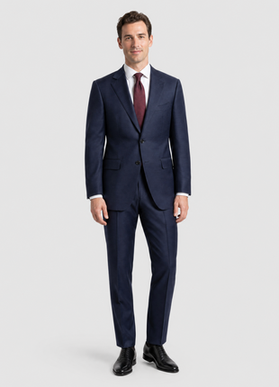Tovaglia Solid Navy Classic Fit Peak Lapel Wool Cashmere 2-Button Suit