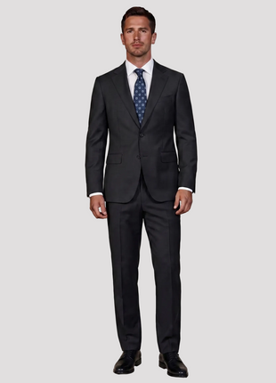 Sartoria Mazara Micro Textured Weave Black Classic Fit Notch Lapel 2-Button Wool Suit