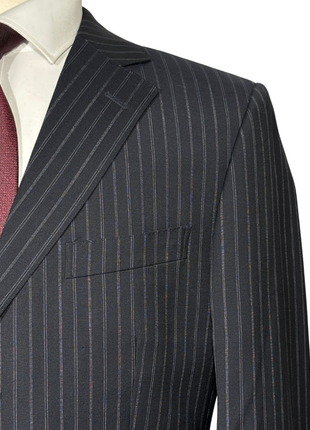 Z Zegna Mens Dark Blue Pinstripe Notch Lapels Classic Fit 3-Button Wool Suit - 38R