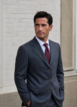 Sartoria Partenopea Mens Gray Stripe Notch Lapel Classic Fit 3-button Wool Suit - 42R