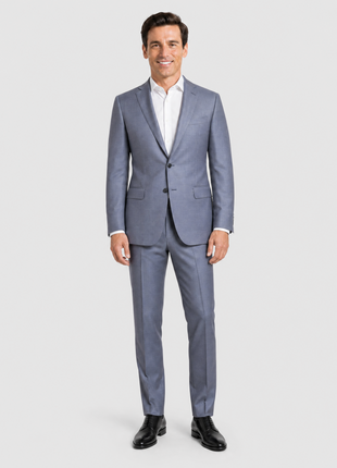 Brioni Mens Heather Blue Micro Check Fully-Canvassed Notch Lapel Classic Fit 2-Button Wool Blend Suit- 40L