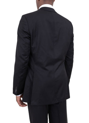 Hugo Boss Pasolini/movie Solid Black Super 100 Two Button Wool Suit - The Suit Depot