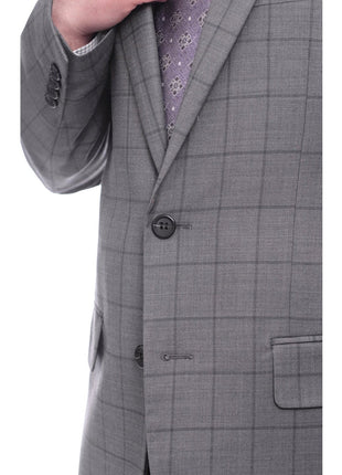 Giorgio Cosani Classic Fit Gray Windowpane Two Button Stretch Wool Suit - The Suit Depot