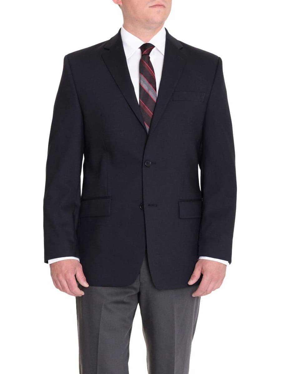 Calvin Klein Mens Slim Fit Solid Navy Blue Two Button Wool Blazer Sportcoat - The Suit Depot