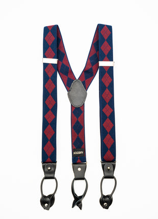 AR Navy Diamond Suspenders - The Suit Depot