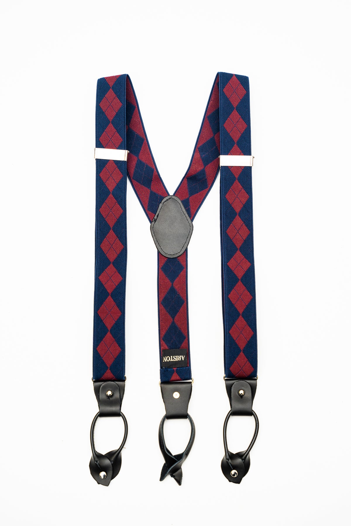 AR Navy Diamond Suspenders - The Suit Depot