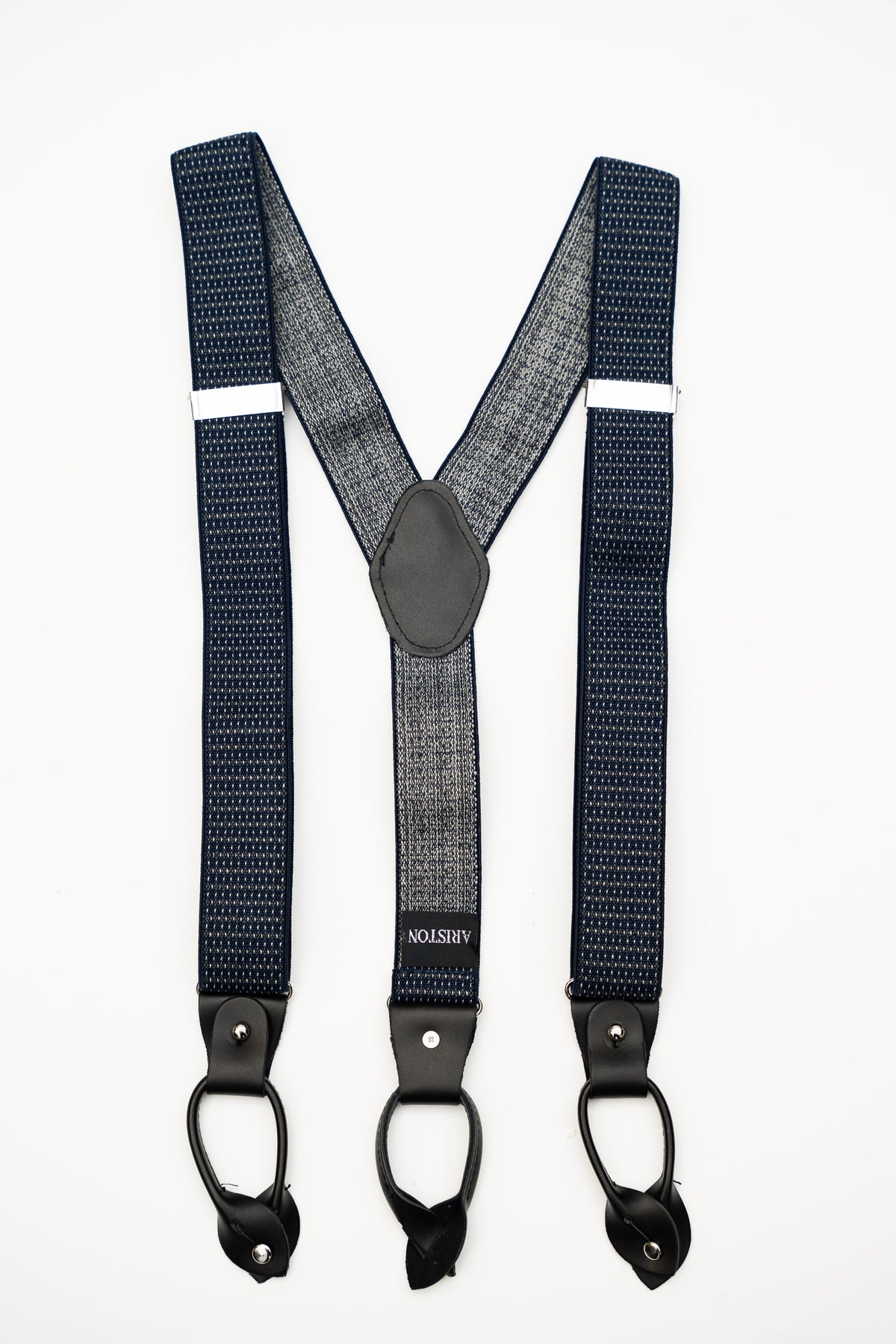 AR Navy Stripe Suspenders - The Suit Depot