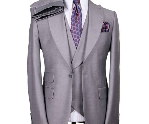 Alberto Nardoni Solid Light Gray 100% Wool Button Piece