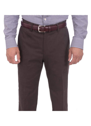 Aldo Valentini PANTS 32W Aldo Valentini Slim Fit Solid Brown Stretch Cotton Casual Pants Made In Italy