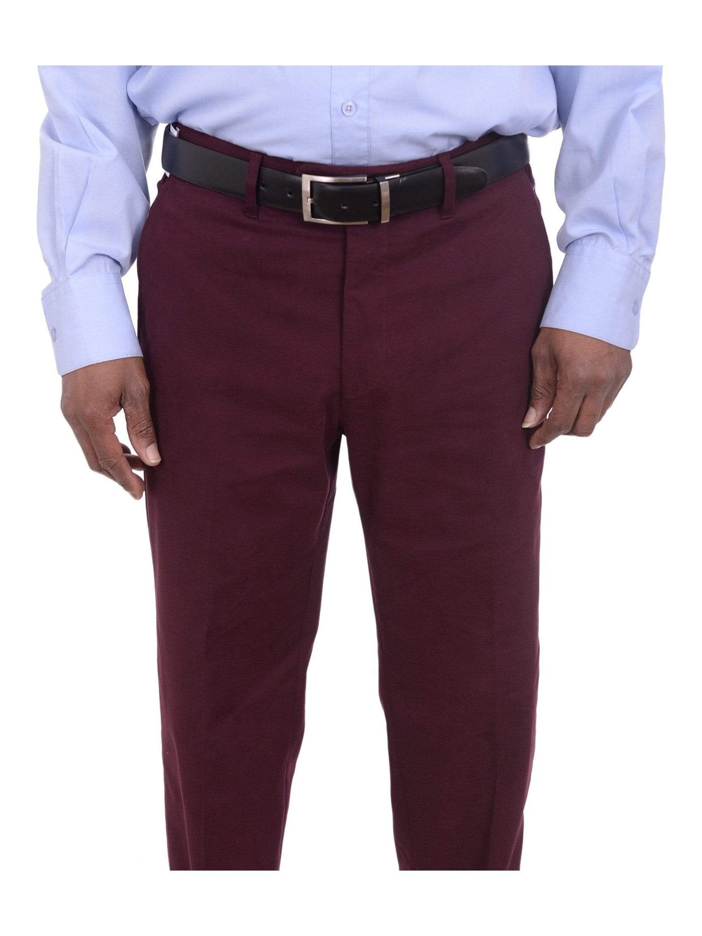 Aldo Valentini Slim Fit Solid Burgundy Stretch Cotton Casual Pants Made In Italy, 38 Aldo Valentini Slim Fit Solid Burgundy Stretch Cotton Casual Pants Made In Italy, 38