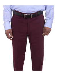 Thumbnail for Aldo Valentini PANTS 32W Aldo Valentini Slim Fit Solid Burgundy Stretch Cotton Casual Pants Made In Italy