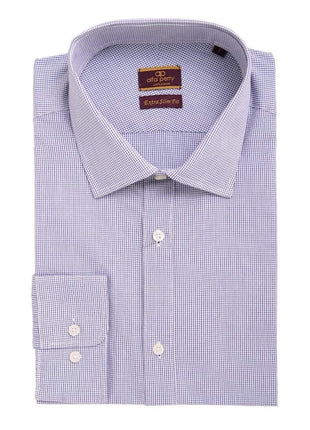 Alpha Perry Sale Shirts 14 1/2 34/35 Alfa Perry Men's Extra-Slim Fit Blue Mini Check Spread Collar Cotton Dress Shirt