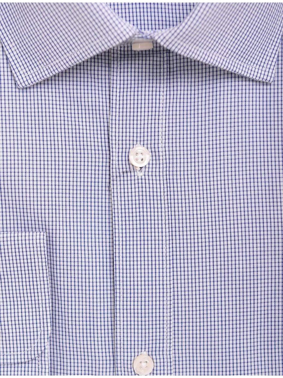 Alpha Perry Sale Shirts Alfa Perry Men&#39;s Extra-Slim Fit Blue Mini Check Spread Collar Cotton Dress Shirt