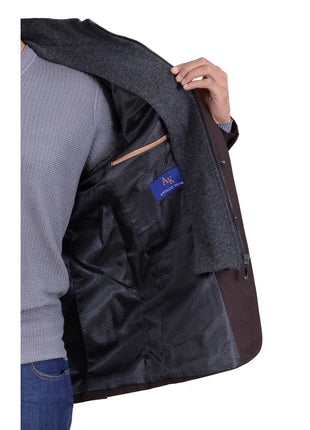 Apollo King BLAZERS Apollo King Brown Textured Wool Blazer Sportcoat With Removable Mock Liner
