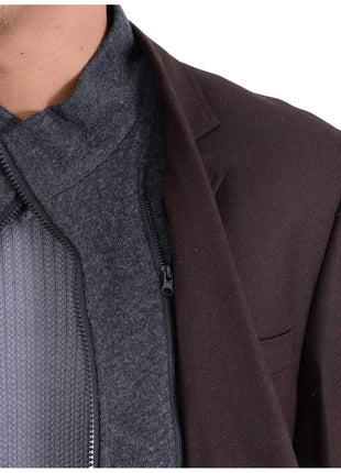 Apollo King BLAZERS Apollo King Brown Textured Wool Blazer Sportcoat With Removable Mock Liner