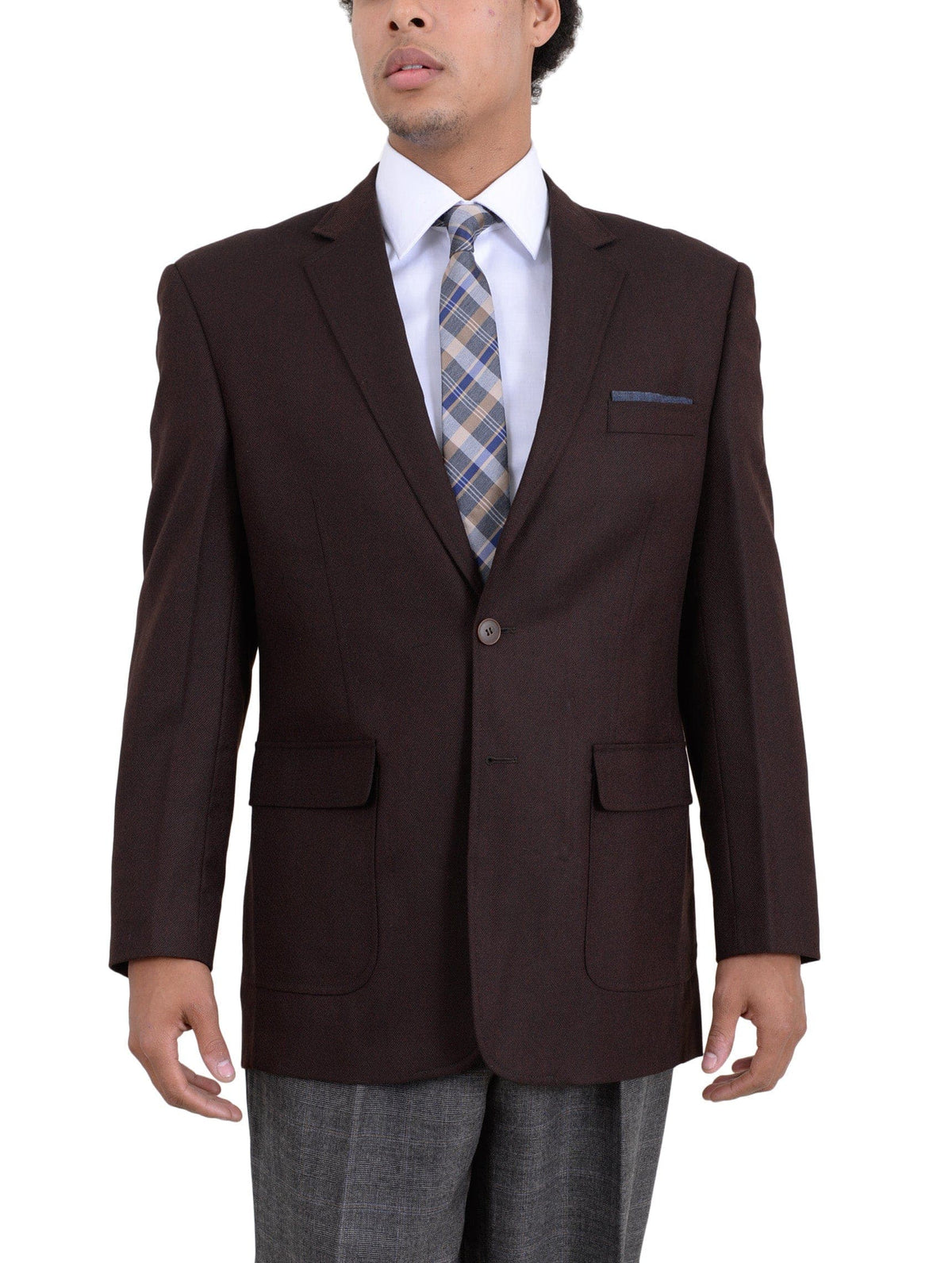 Apollo King BLAZERS Apollo King Brown Textured Wool Blazer Sportcoat With Removable Mock Liner
