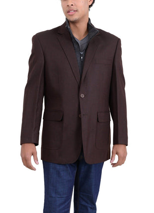 Apollo King BLAZERS Apollo King Brown Textured Wool Blazer Sportcoat With Removable Mock Liner
