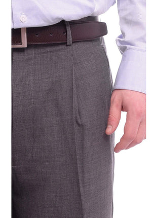 Apollo King PANTS Apollo King Classic Fit Gray Heather Pleated Wide Leg Wool Dress Pants