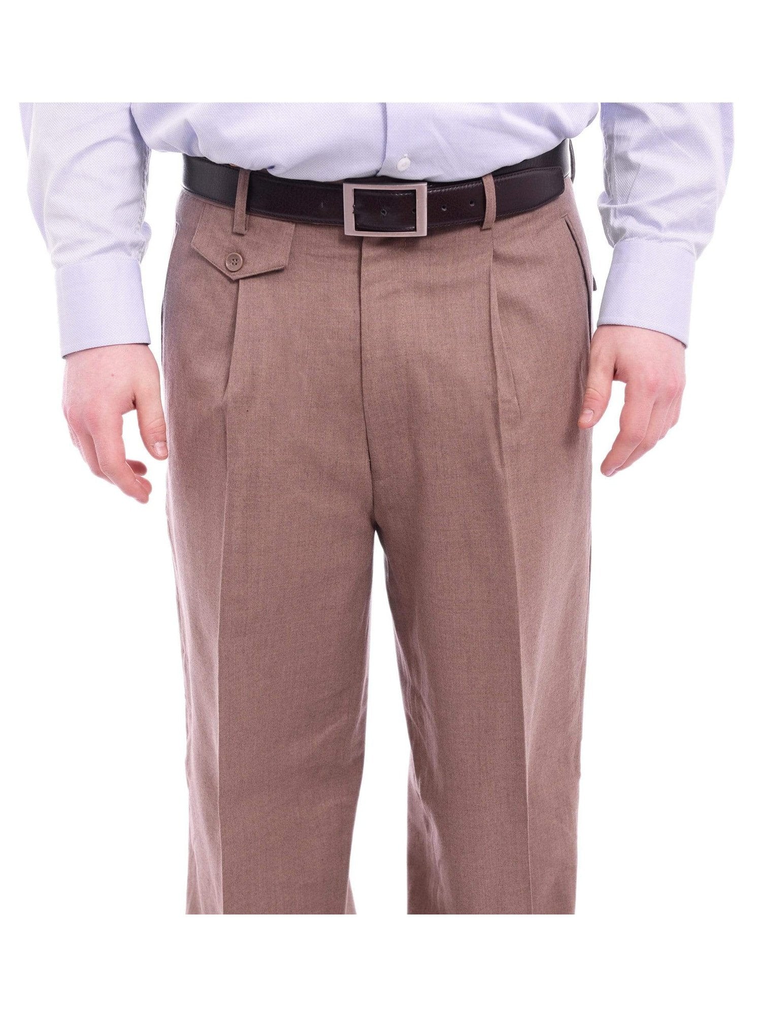 apollo king pants apollo king classic fit solid taupe single pleated wide leg wool dress pants 30770518524086