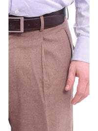 Thumbnail for Apollo King PANTS Apollo King Classic Fit Solid Taupe Single Pleated Wide Leg Wool Dress Pants