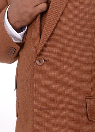 Apollo King THREE PIECE SUITS Apollo King Classic Fit Rust Brown Check Three Piece Wool Suit With Peak Lapels