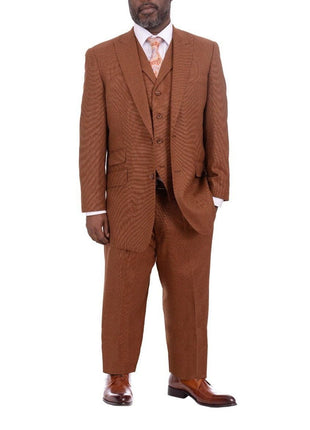 Apollo King THREE PIECE SUITS Apollo King Classic Fit Rust Brown Check Three Piece Wool Suit With Peak Lapels