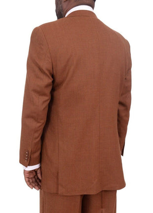 Apollo King THREE PIECE SUITS Apollo King Classic Fit Rust Brown Check Three Piece Wool Suit With Peak Lapels