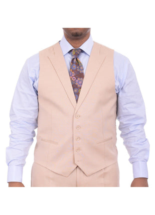 Apollo King THREE PIECE SUITS Apollo King Classic Fit Solid Tan With Subtle Sheen Three Piece Wool Suit