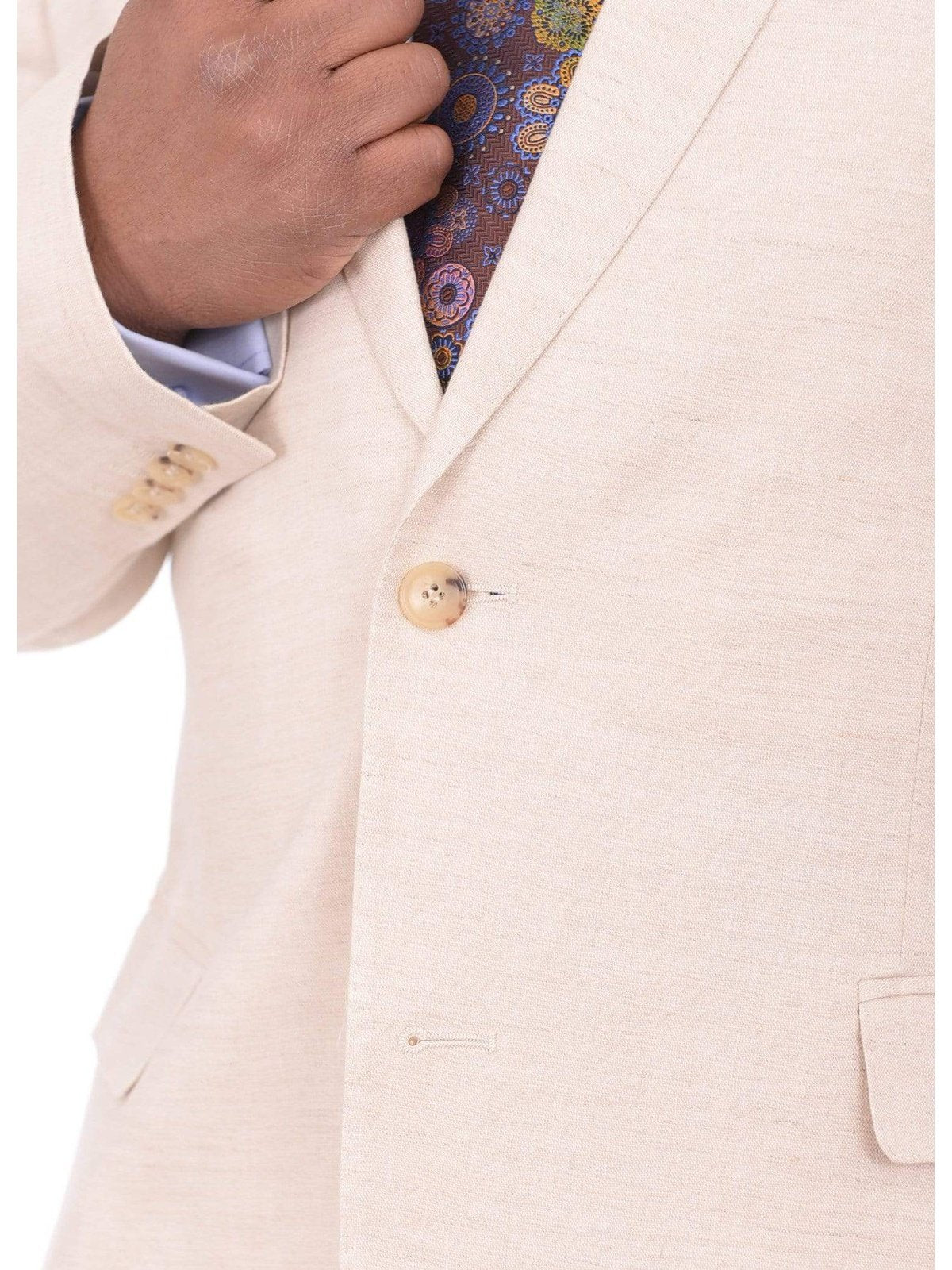 Apollo King TWO PIECE SUITS Apollo King New York Solid Tan Two Button Linen Suit
