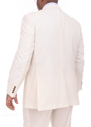 Apollo King TWO PIECE SUITS Apollo King Solid Off White Cream 6-on-2 Double Breasted Wool Suit