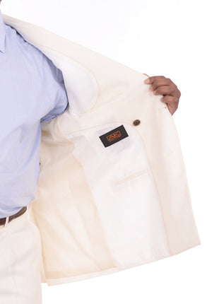 Apollo King TWO PIECE SUITS Apollo King Solid Off White Cream 6-on-2 Double Breasted Wool Suit