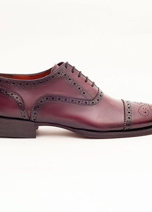 Ariston 15 Ariston Mens Burgundy Oxford Lace-up Leather Dress Shoes