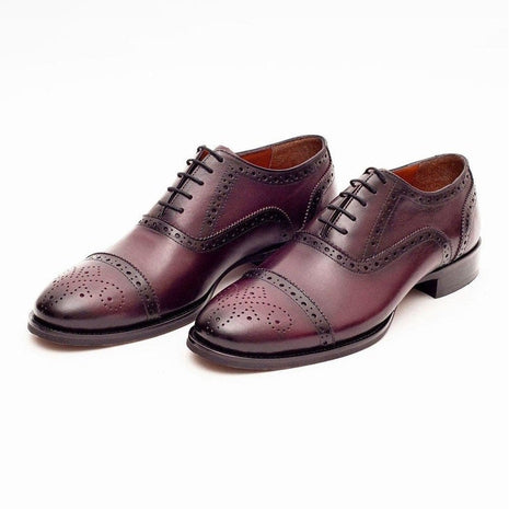 Shop Burgundy Leather Brogue Oxford Dress Shoes