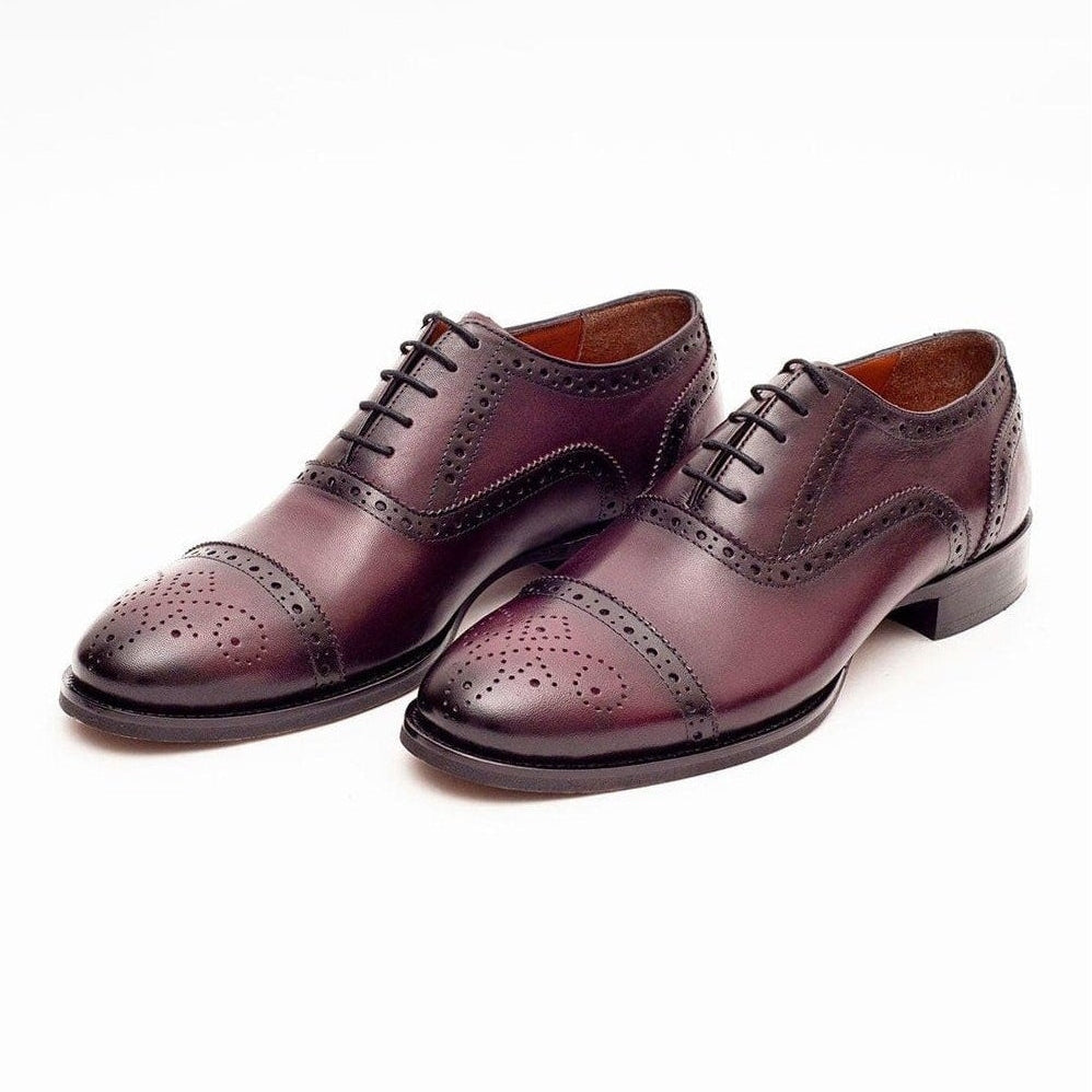 Shop Burgundy Leather Brogue Oxford Dress Shoes The Suit Depot