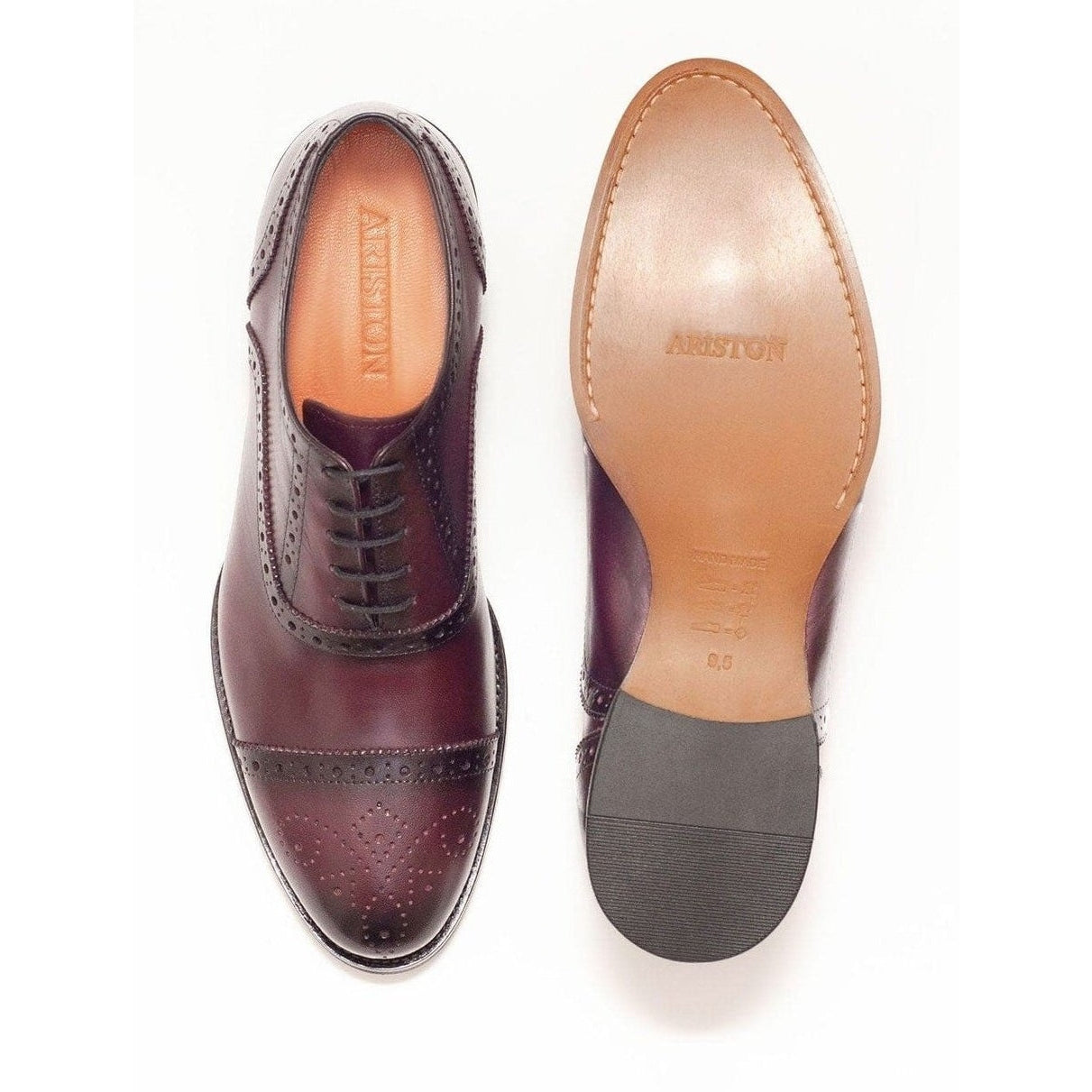 Shop Burgundy Leather Brogue Oxford Dress Shoes