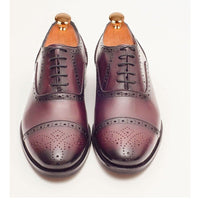 Thumbnail for Ariston Ariston Mens Burgundy Oxford Lace-up Leather Dress Shoes