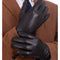Ariston Ariston Mens Solid Black Touch Screen Leather Gloves