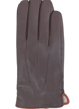 Ariston Ariston Mens Solid Brown Touch Screen Leather Gloves