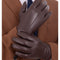 Ariston Ariston Mens Solid Brown Touch Screen Leather Gloves