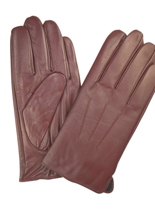 Ariston Ariston Mens Solid Burgundy Touch Screen Leather Gloves