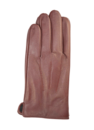 Ariston Ariston Mens Solid Burgundy Touch Screen Leather Gloves