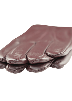 Ariston Ariston Mens Solid Burgundy Touch Screen Leather Gloves