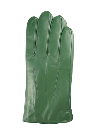 Ariston Ariston Mens Solid Green Touch Screen Leather Gloves