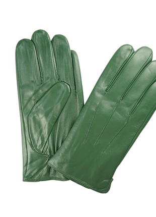 Ariston Ariston Mens Solid Green Touch Screen Leather Gloves