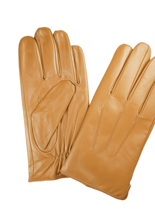 Ariston Ariston Mens Solid Tan Touch Screen Leather Gloves